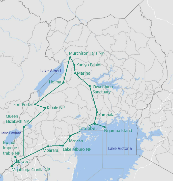 Tour Auf den Spuren von Schimpansen und Berggorillas